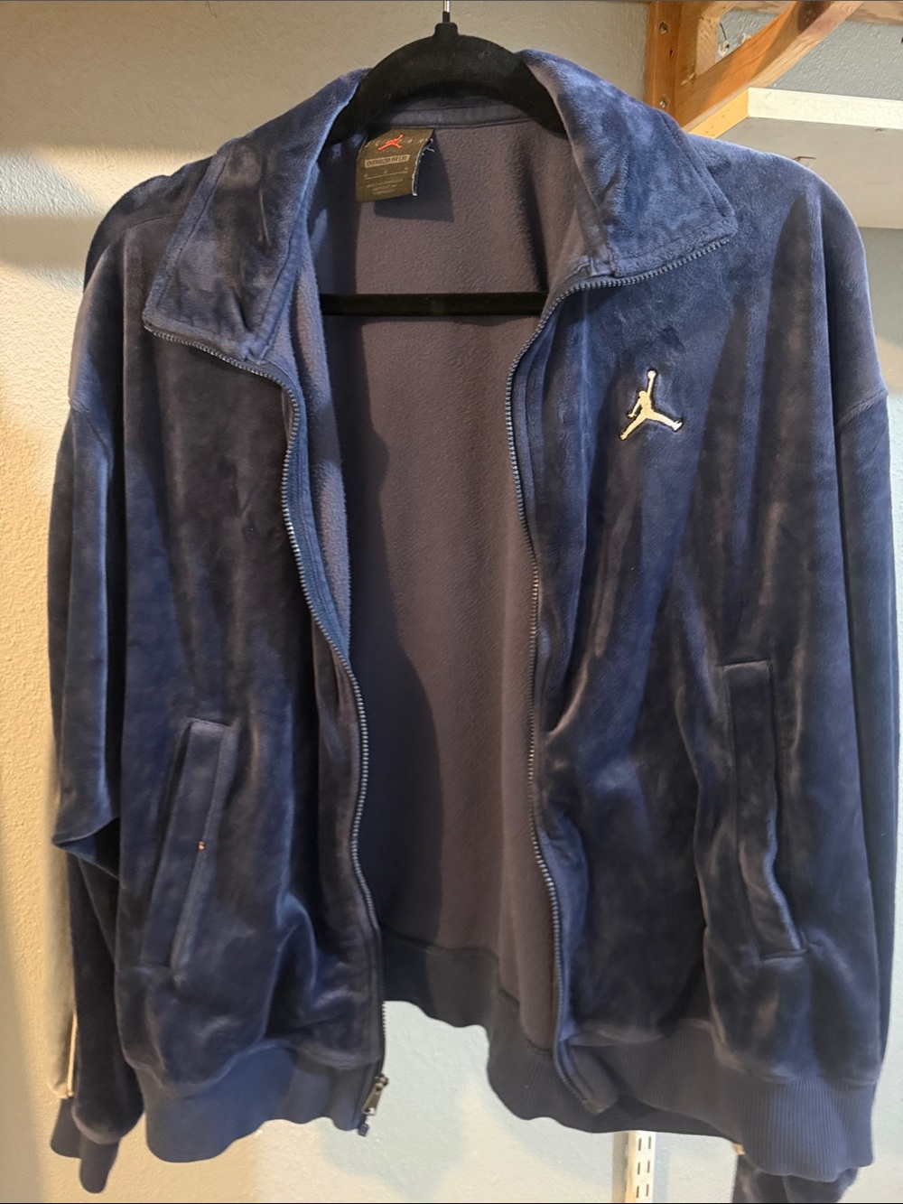 Jordan Men’s Navy Blue Velour Zip-Up Jacket